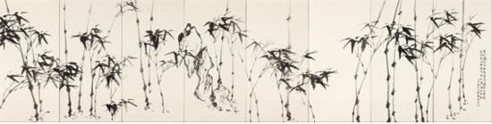 <대밭>, 2015, 한지에 수묵, 80x318cm  
