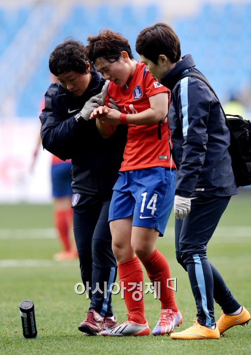 [포토]부상으로 교체되는 박희영