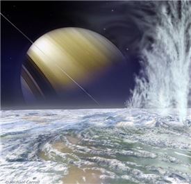 ▲토성의 위성인 엔켈라두스에는 간헐천이 뿜어져 나온다.[사진제공=NASA]
