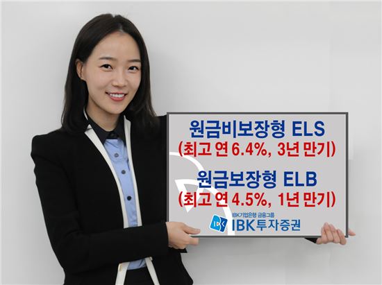 IBK투자證, 연 6.4%(3년) 추구 원금비보장 ELS 등 2종 공모