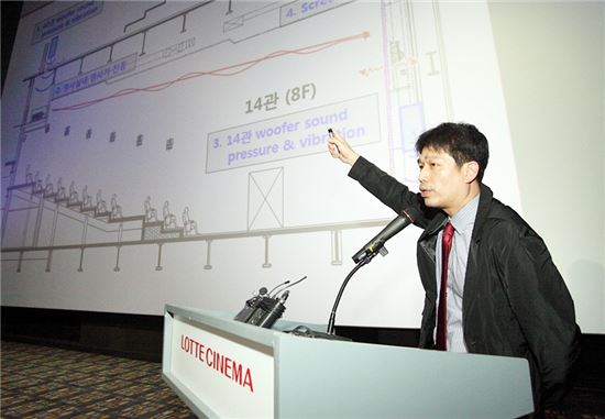 28일 잠실 롯데월드몰 시네마관에서 이상현 단국대학교 건축학과 교수가 보완사항에 대해 발표하고 있다.