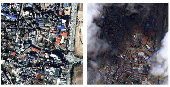 아리랑 3호 위성이 촬영한 네팔 대지진 상흔