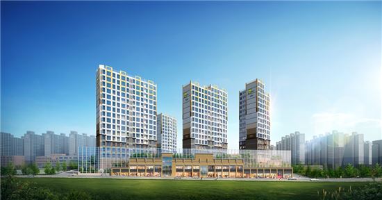 모아주택산업의 '소촌동 모아엘가 에듀퍼스트' 투시도.