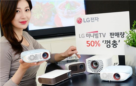 '캠핑·싱글族' 겨냥…LG 미니빔TV, 月 5000대 판매 '인기몰이'