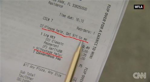 美 인질여성, 휴대폰 피자주문 앱으로 '구조 요청'