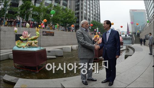 [포토]청계천 방문한 모디 인도총리