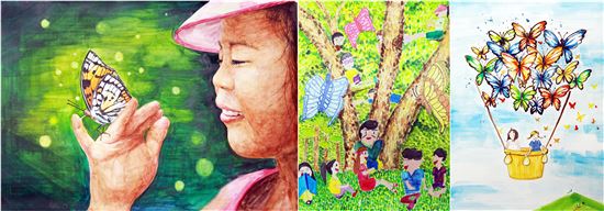 대상(광주예술고 2년 배모니카), 최우수상(목포연산초 4년 김서연), 우수상(광주우산중 3년 김민주)<왼쪽부터>