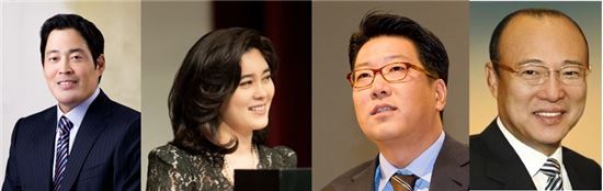 왼쪽부터 정용진 신세계그룹 부회장, 이부진 호텔신라 사장, 정지선 현대백화점그룹 회장, 김승연 한화 회장
