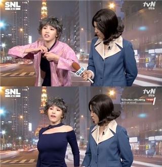 SNL코리아6 전효성, 할머니 스웨터 벗으니…'아찔' 볼륨 몸매