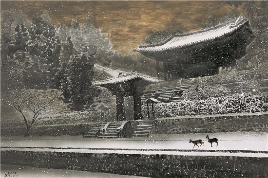 창덕궁 부용지 설경, 2015년. 130.3*193.9cm