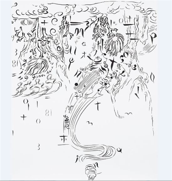 머리채를 뒤흔들어, 101.5x81.2cm, ink on paper, 2015