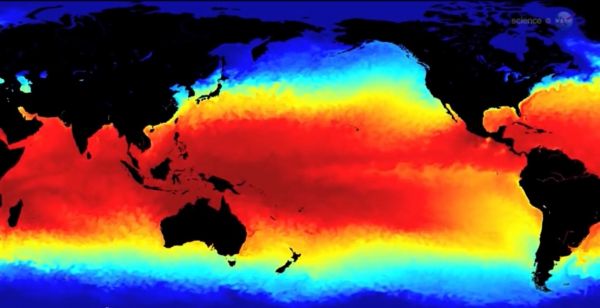▲엘니뇨는 열대 태평양 해수 온도가 비정상적으로 상승하면서 발생한다.[사진제공=NASA]