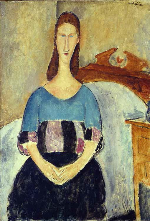 '앉아 있는 잔느 에뷔테른느', 1918 년, 캔버스에 유화, 55 x 38cm, 이스라엘 미술관, 예루살렘