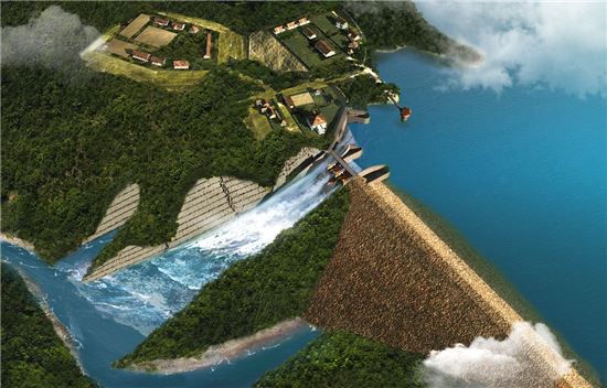 인도네시아 까리안 다목적댐 조감도.