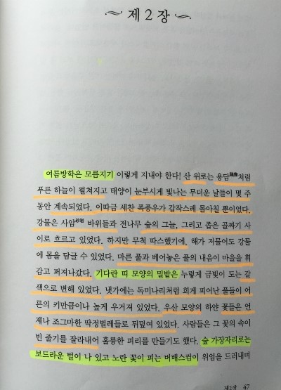 크눌프의 '수레바퀴 아래서'. 연두색으로 표시된 부분은 문학동네 판본과, 주황색 부분은 민음사 판본과 일치한다. 사진=문학동네