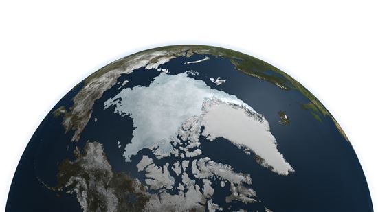 ▲북극의 빙하는 지구 온난화로 계속 줄어들고 있다.[사진제공=NASA]