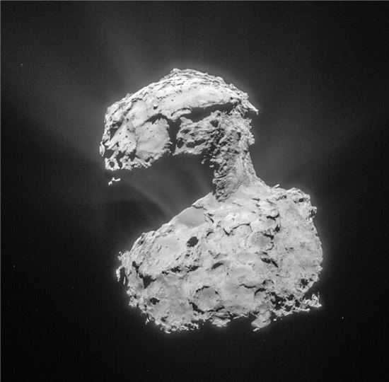 ▲67P 혜성은 목 부분에 수분 함유량이 높은 것으로 밝혀졌다.[사진제공=ESA/Rosetta/NAVCAM]