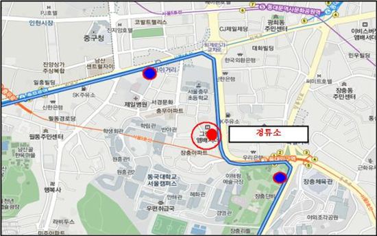 남산 순환버스 02번 정류소 운행구간
