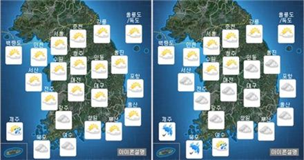 오늘 날씨, 전국 '구름' 잔뜩…곳곳에 '소나기'