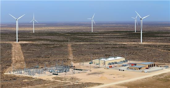 미국 서부 텍사스에 위치한 Duke社의 Notrees 풍력발전소 전경