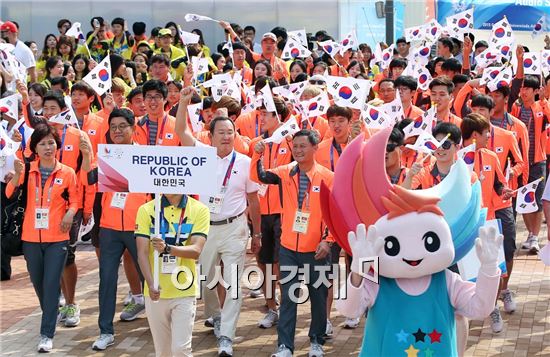 [광주U대회]한국선수단 입촌식