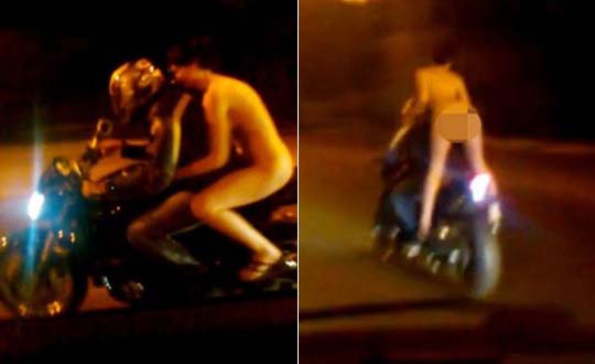[포토] 나체로 오토바이 타고 도로 질주한 여성