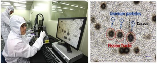 ▲핵분열트랙을 이용해 핵물질의 위치를 확인할 수 있다.[사진제공=미래부]
