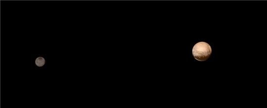 ▲8일 촬영한 명왕성과 카론,[사진제공=NASA]