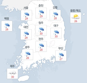 '오늘날씨' 장마전선 전국 흐리고 비···중부지방 최대 120㎜