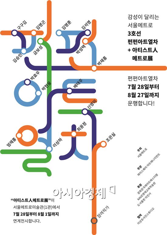 서울지하철 3호선 전동차 달리는 '미술관' 된다