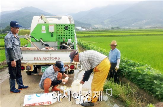 구례군, 벼 친환경농업단지 공동방제 작업 추진