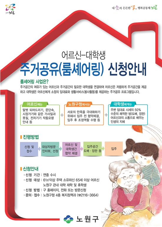 룸 셰어링 모집 포스터 