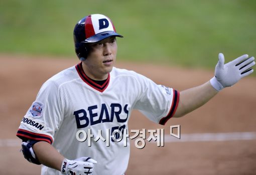 [포토]김현수, '선제 솔로포 쾅!'