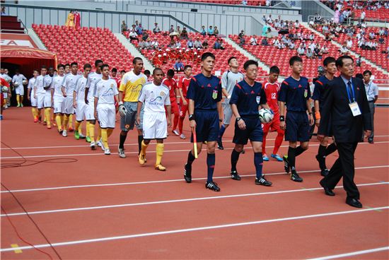 작년에 평양에서 개최됐던 국제유소년 축구대회 모습. 
