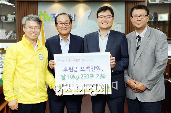 한국건설·씨아이하우징 이웃돕기 성금, 투게더광산에 기탁