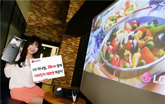 초단초점(超短焦點) LG 미니빔, 38cm 앞에 100인치 대화면 띄운다