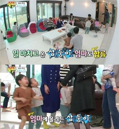 '슈퍼맨이 돌아왔다' 삼둥이, 엄마 정승연 판사에 애교 발산