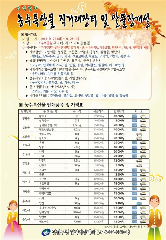 광진구 ‘2015 추석맞이 농수특산물 직거래장터’ 개설