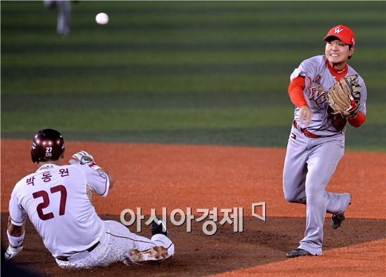 [포토]김성현, '반드시 병살 처리할거야'