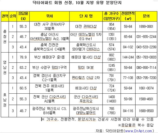 "지방 유망주, 대전 관저 더샵·해운대 엘시티·전주 에코시티 더샵"