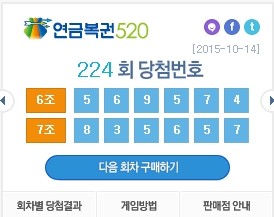 '20년간 매달 500만원' 연금복권 224회 당첨번호는