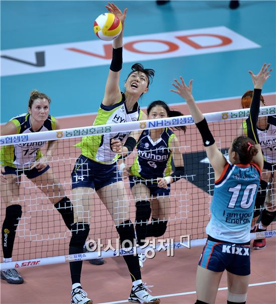 [포토]양효진, '상대 블로킹을 피해'