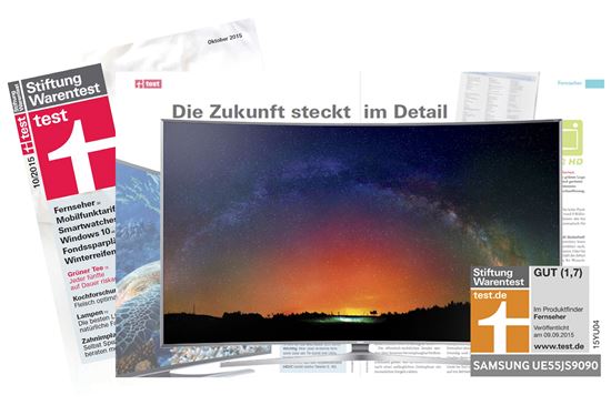 독일의 소비자 연맹지 '테스트(TEST)'지가 주요 TV 제조사 6곳에서 올해 출시된 총 36개 TV 모델을 평가한 뒤 2015년 최고의 TV로 삼성 SUHD TV(UE55JS9090)를 선정했다. (자료제공 : 삼성전자)