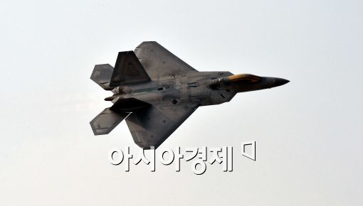 [포토]아덱스에서 비행 선보이는 F-22