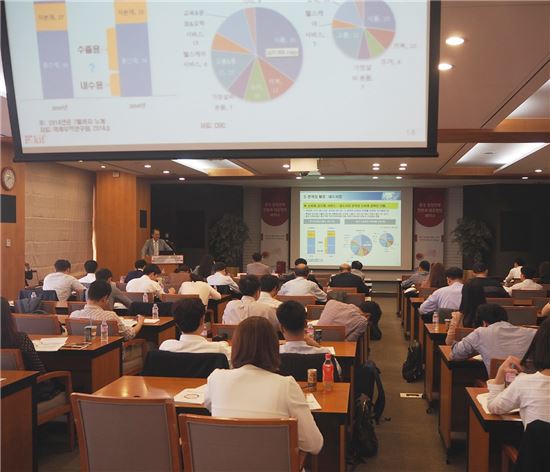 20일 삼성동 트레이드타워에서 개최된 '중국 성장전략 전환과 대응방안 세미나'에서 지만수 한국금융연구원 연구위원이 '중국 성장전략 전환과 한국의 기회'를 주제로 발표하고 있다.
