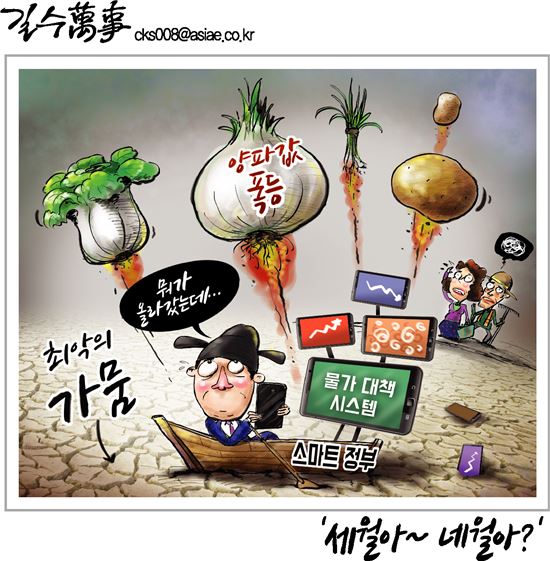 [아경만평]뭐가 올라갔는데…세월아 네월아?