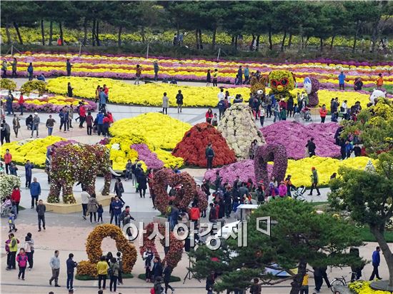 [포토]휴일 국화향기 인파  인산인해