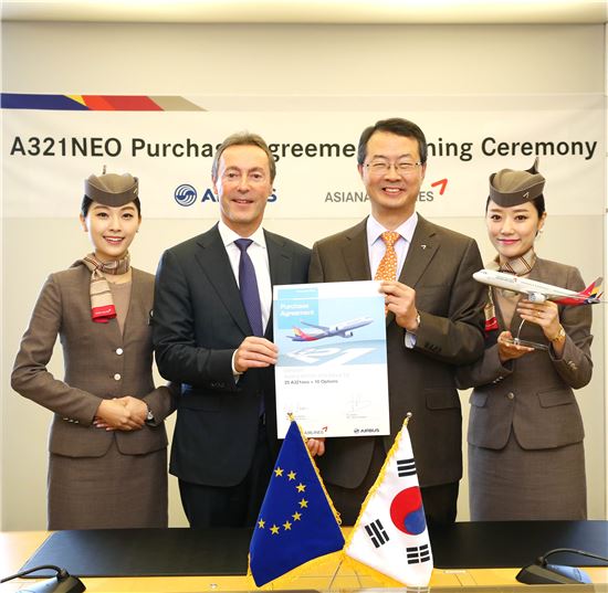 아시아나항공, 2019년부터 A321NEO 25대 도입 서명식