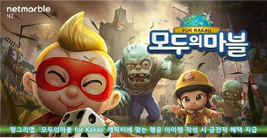 헝그리앱, '모두의마블 for Kakao' 캐릭터에 맞는 행운 아이템 작성 시 금전적 혜택 지급