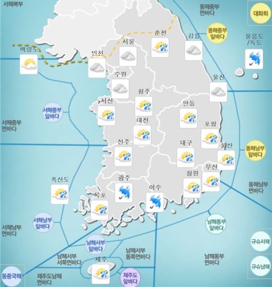 [오늘날씨]아침까지 곳곳에 비, 기온은 전날과 비슷